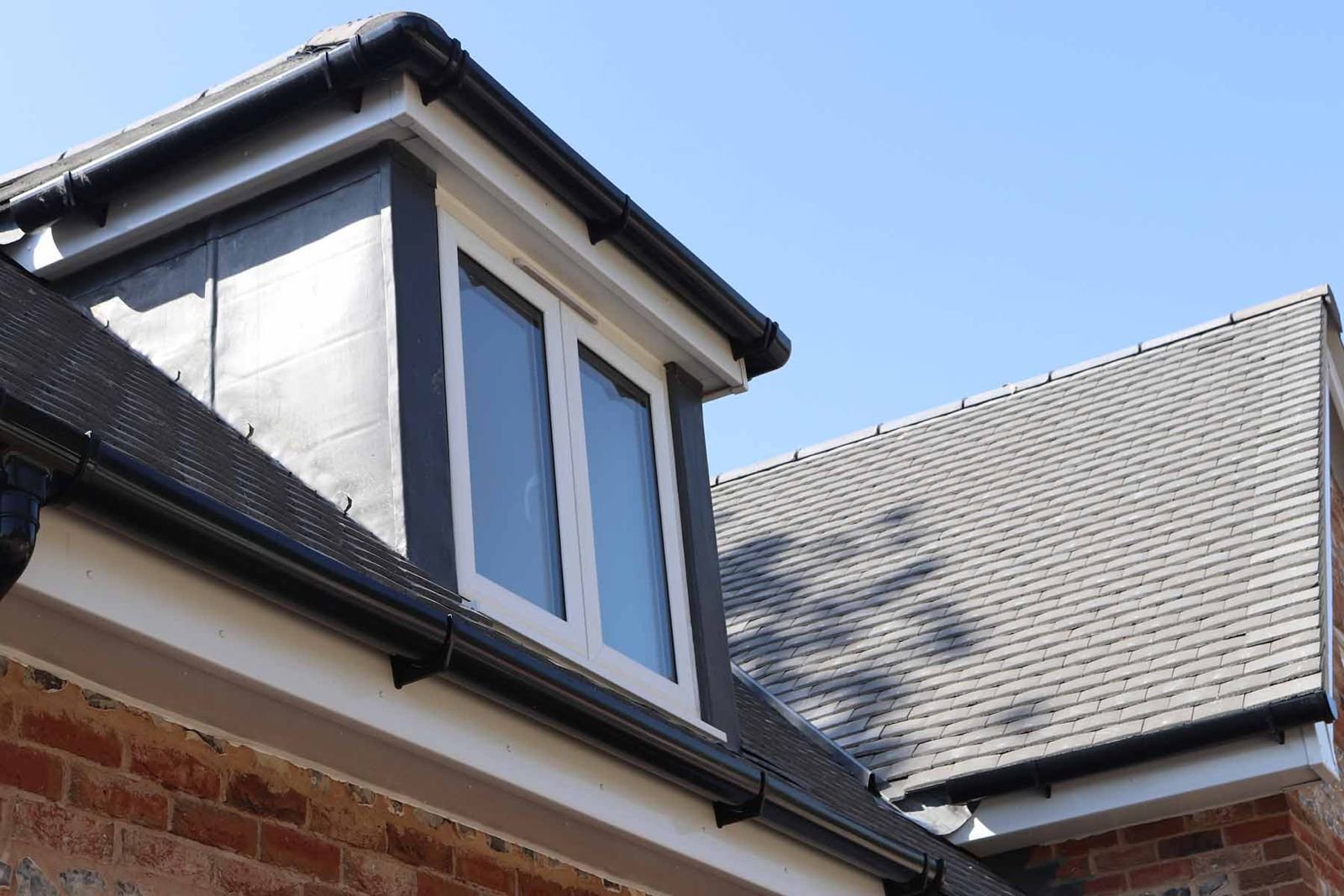 Close-up of fascias, soffits and guttering on a Mansfield home